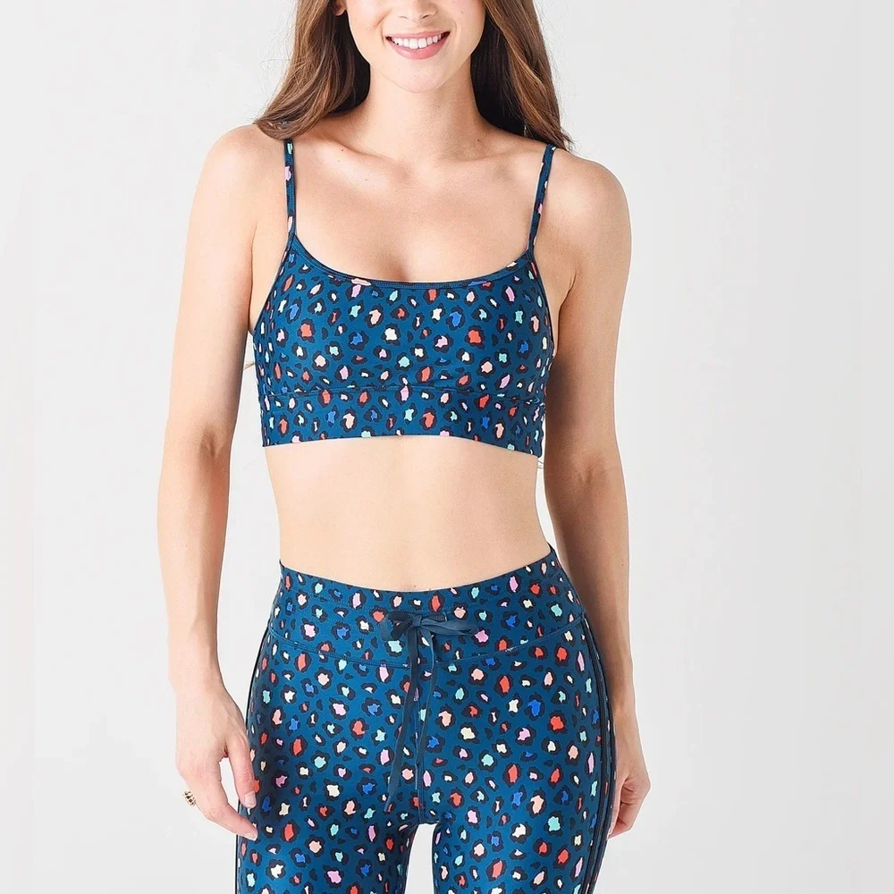 The Upside sz 6 Sports Bra Set of 3 leopard ruffle batik corfu Jewel Leo Natcha